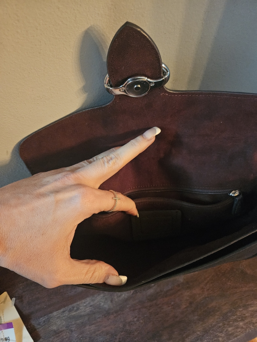 Coach Georgie Snake Embossed Leather Suede Bag - Picture 8 of 13